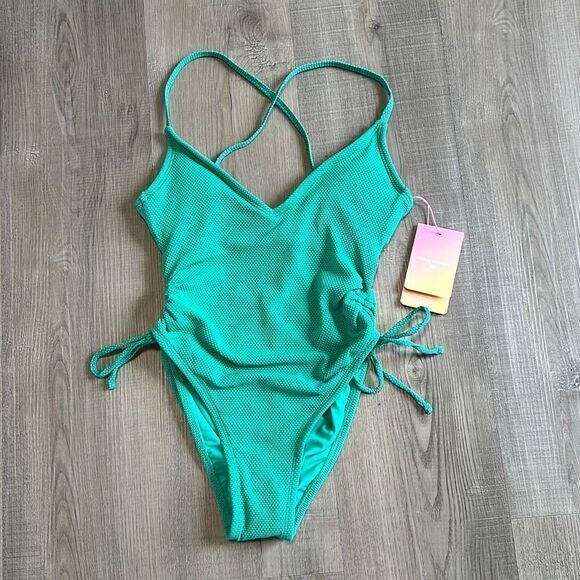 NWT Stoney Clover Lane X Target Deep V Neck Textured One Piece Swimsuit X-Small - Picture 6 of 13